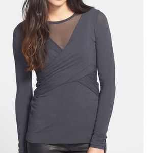 Bailey 44 mesh wrap long sleeve top in Size M